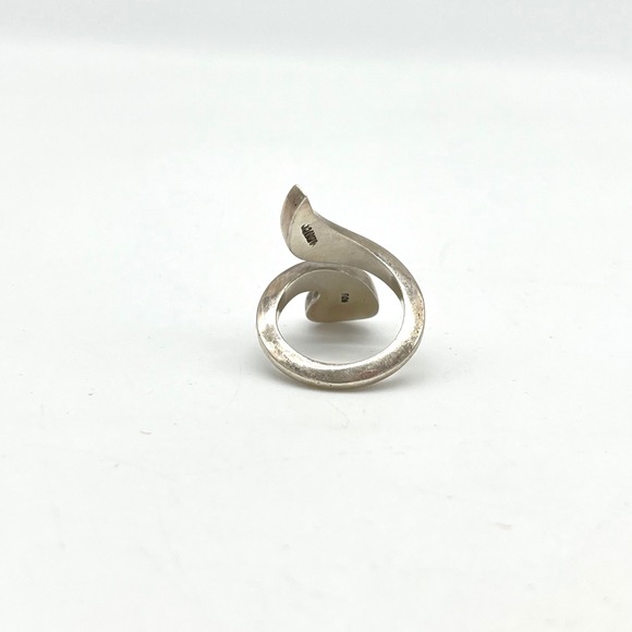 Sterling Silver Swirl Ring Mexico Modernist Abstract Statement Band - Picture 3 of 12